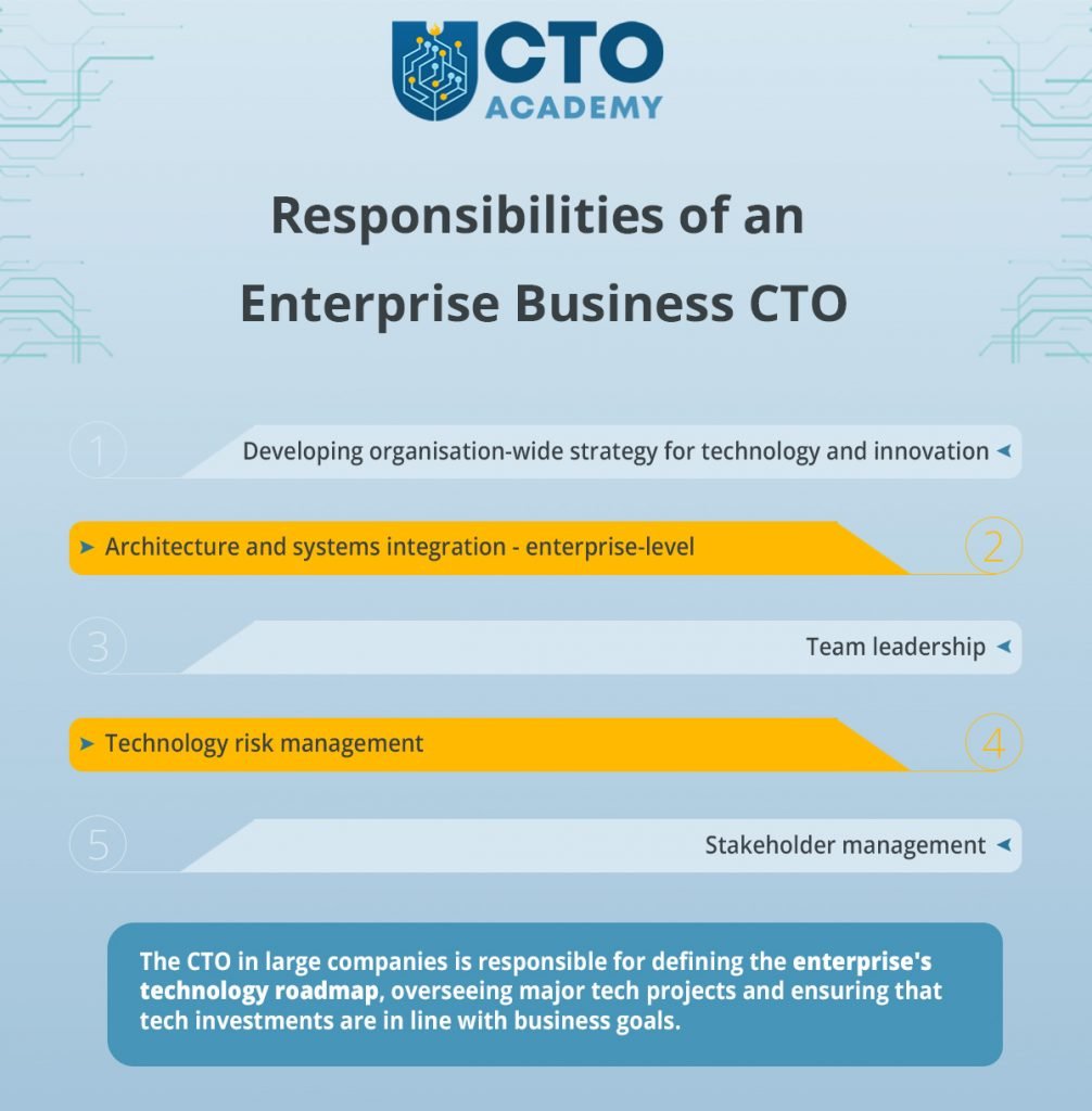 Responsibilities of an Enterprise Business CTO - infographic summary